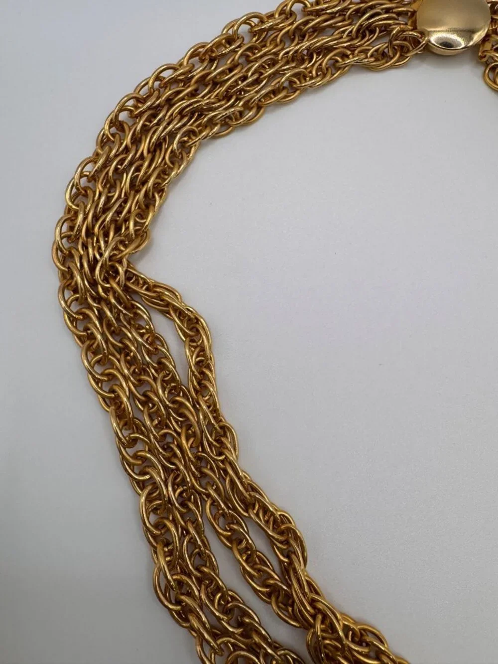 Vintage Gold Tone Multi 4 Strand Chain Necklace Heavy Layered Statement - Picture 5 of 7